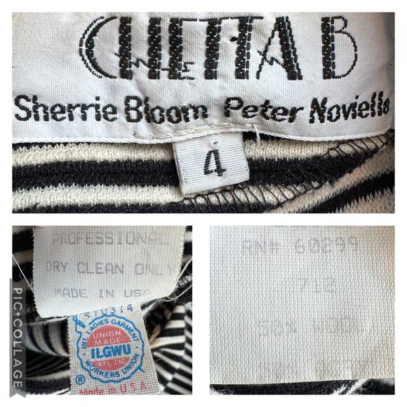 American Vintage Chetta B black white stripped wool fitted midi dress size small - Picture 12 of 16